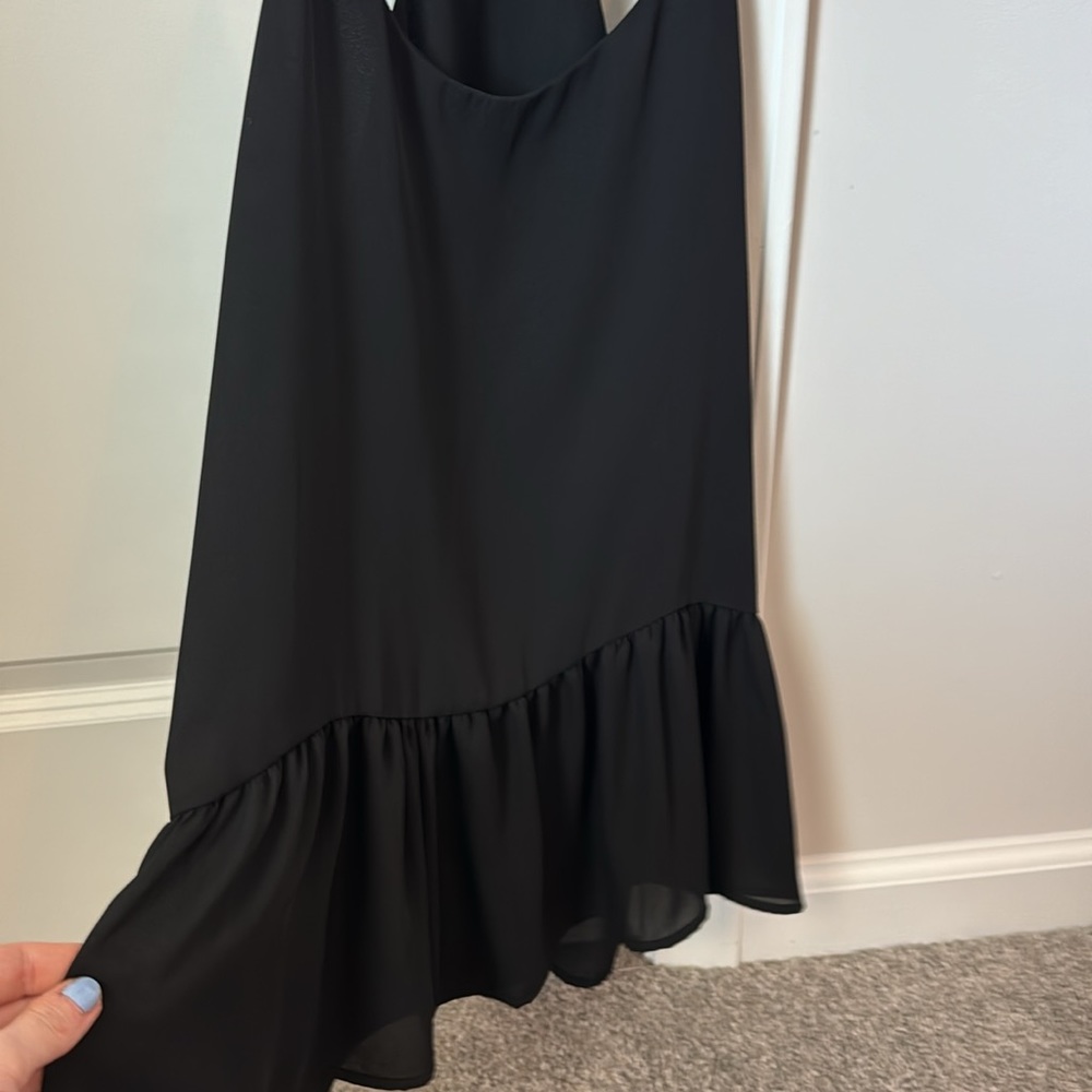 Black Tank Top with Ruffle Detail - Picture 2 of 4